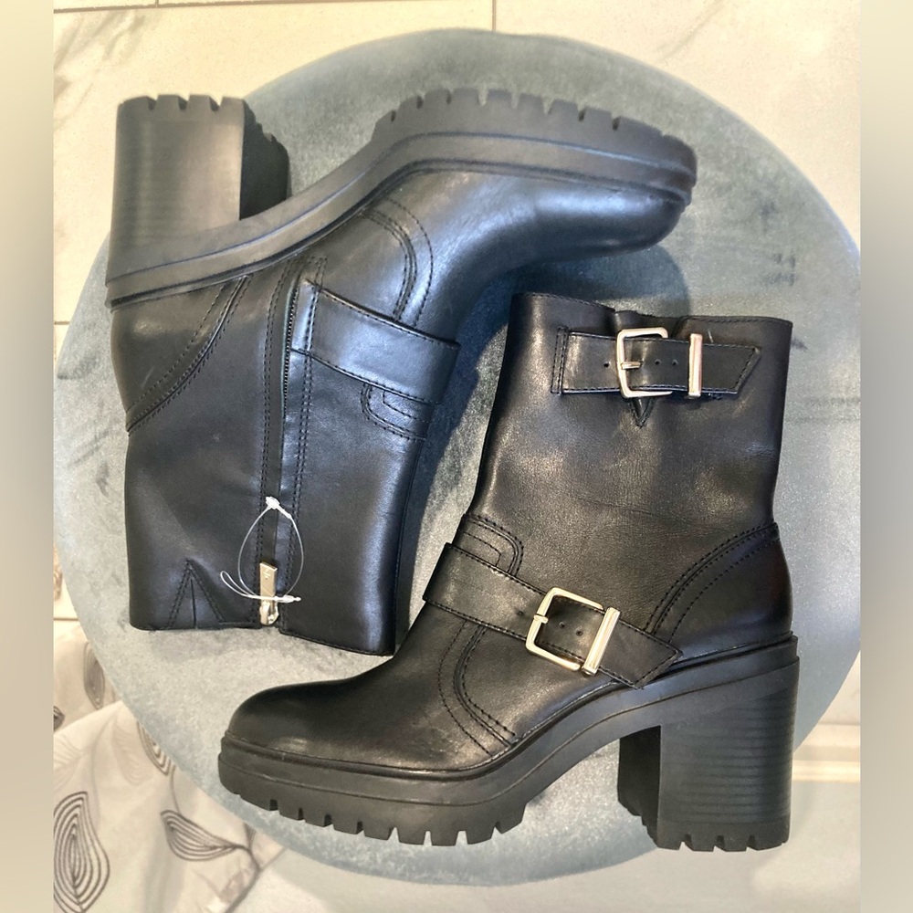 NWOT Kenneth Cole Rhode Heel Buckle PG Polar Grip Black Leather Boots 8.5 - Picture 12 of 16